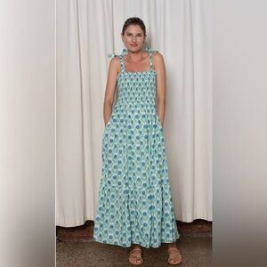 Ophelia and Indigo Green and Blue Azalea print Maxi Dress. Size S